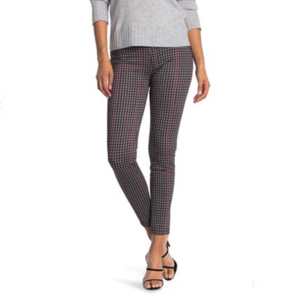 🆕 Sanctuary Houndstooth Crop Ponte Knit Pants gray & red
